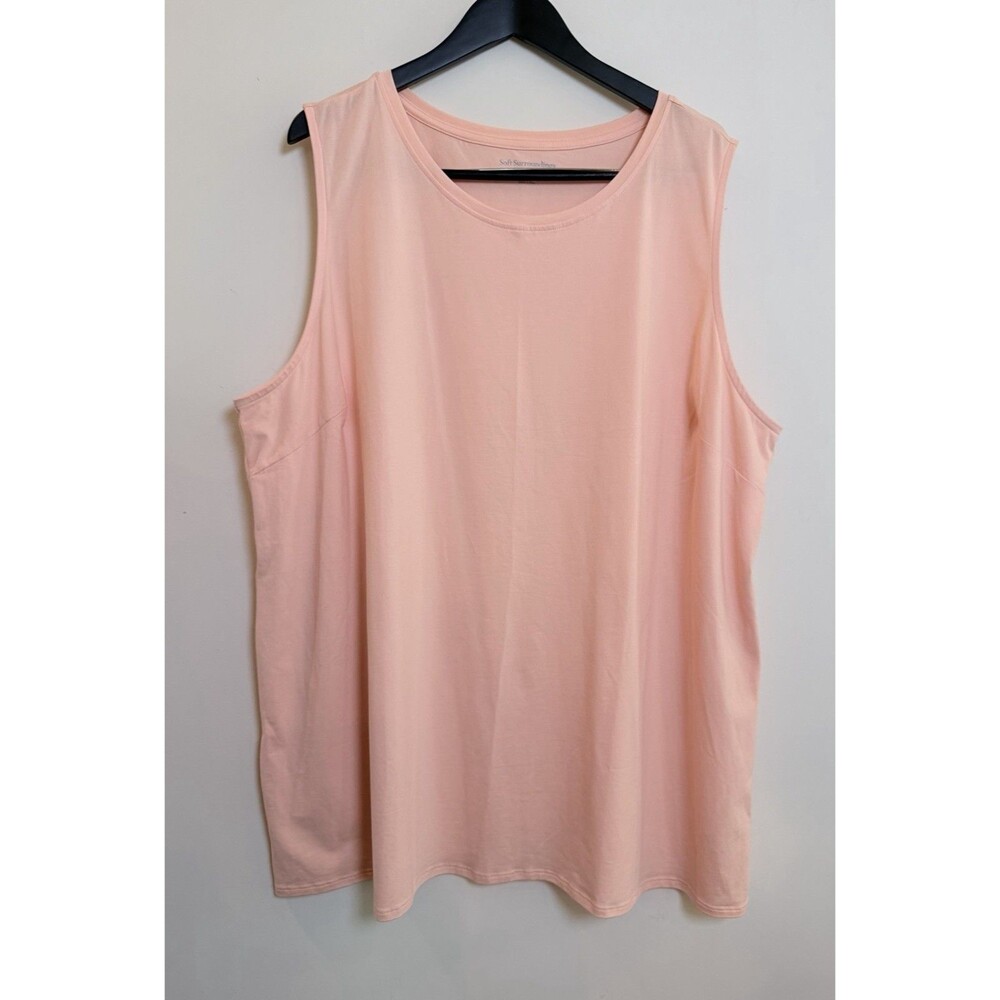 Soft Surroundings 3X Peach Coral Pima Cotton Stretch Sleeveless Tunic Tank Top